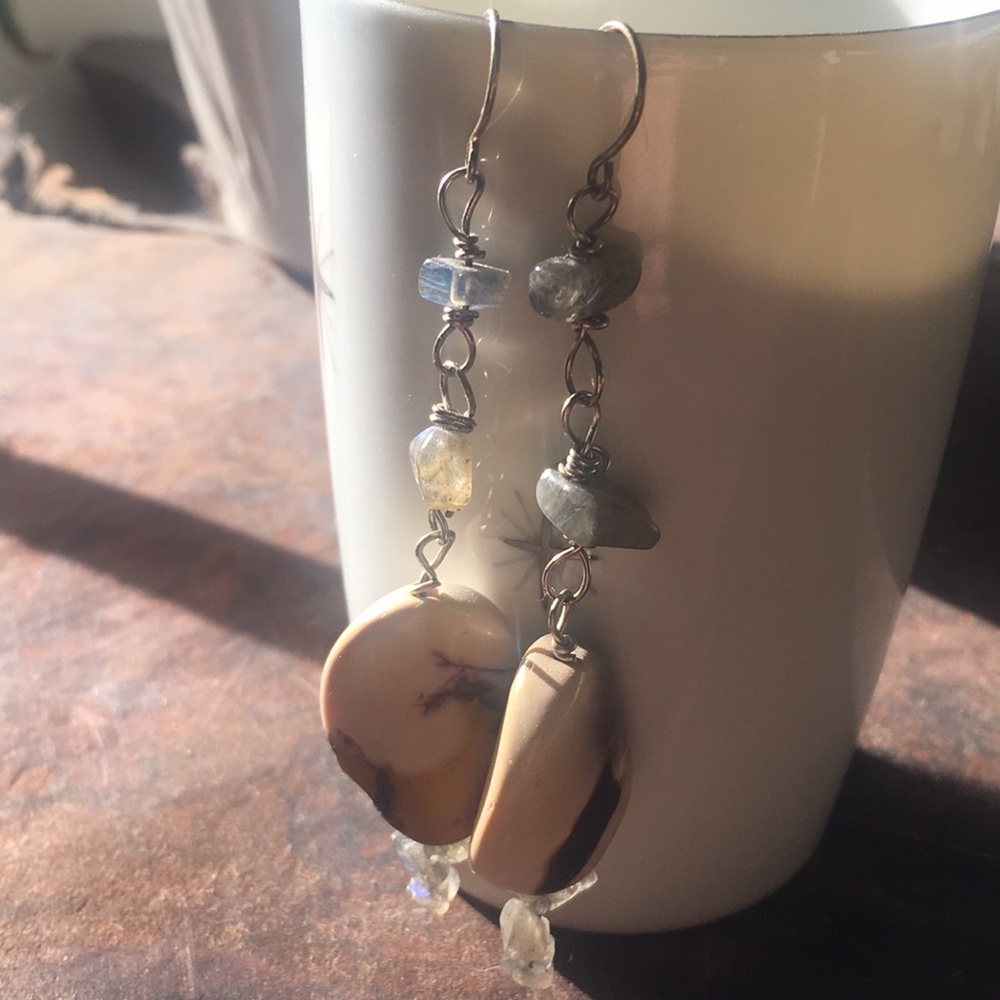 Beaded stone desert earrings